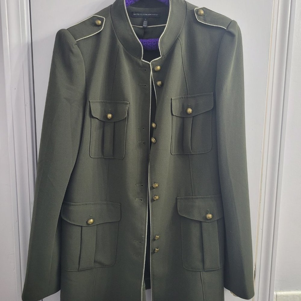 Green Faux Military Woman Blazer